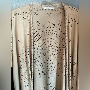 Tan Short Sleeve Laser Cut Shawl